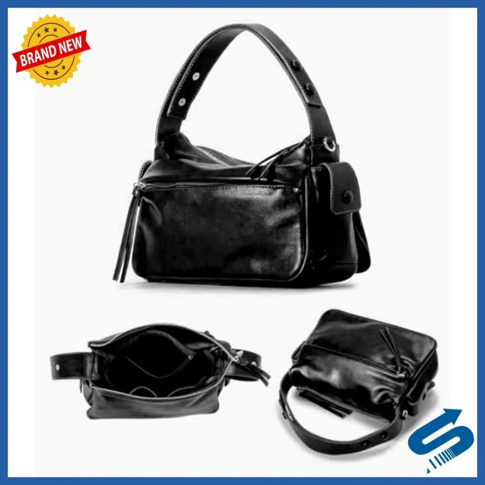 Faux Leather Satchel Handbag with Detachable Crossbody Strap